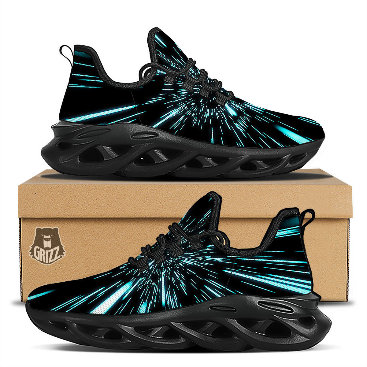 Hyperspace Galaxy Print Black Running Shoes-grizzshop