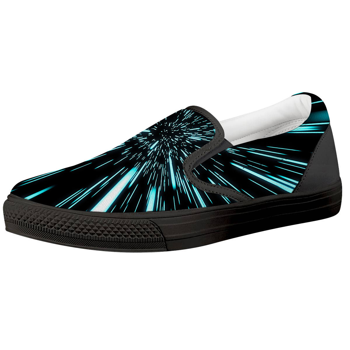 Hyperspace Galaxy Print Black Slip On Shoes-grizzshop