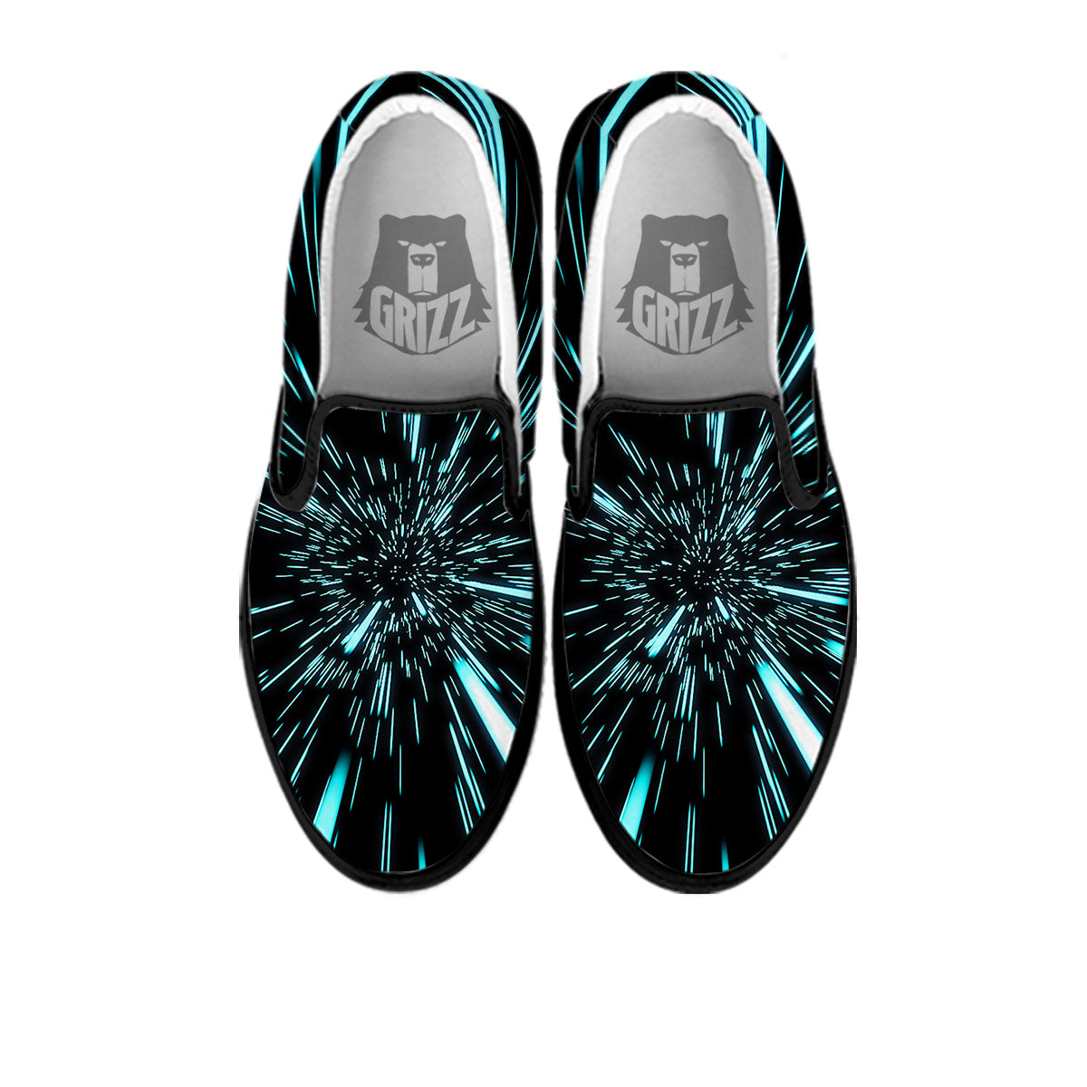Hyperspace Galaxy Print Black Slip On Shoes-grizzshop