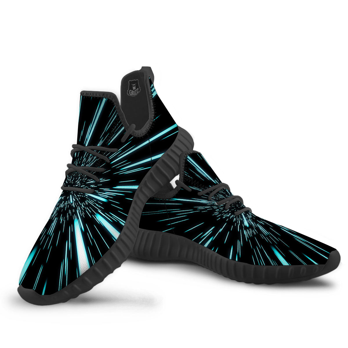 Hyperspace Galaxy Print Black Walking Shoes-grizzshop