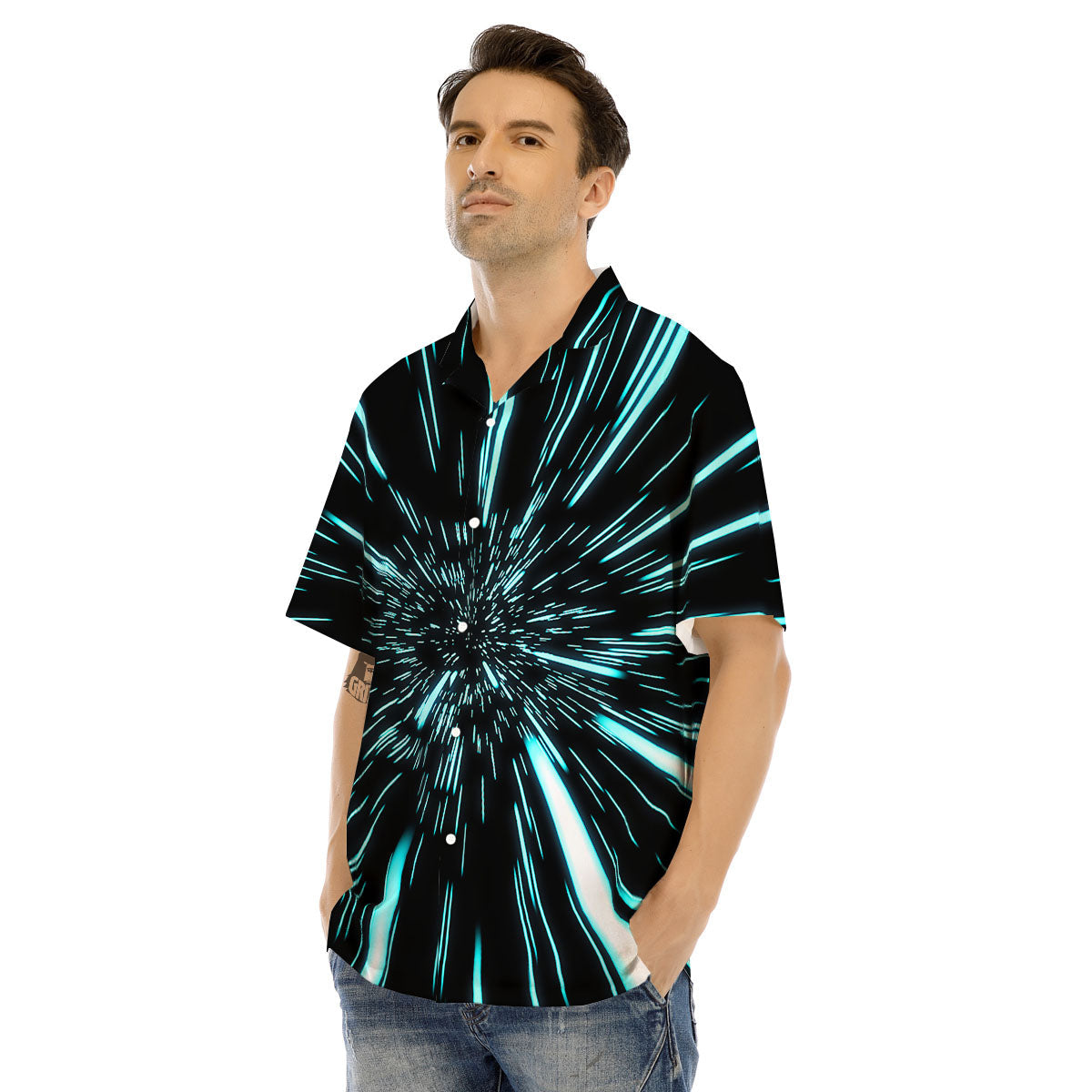 Hyperspace Galaxy Print Men's Hawaiian Shirt-grizzshop