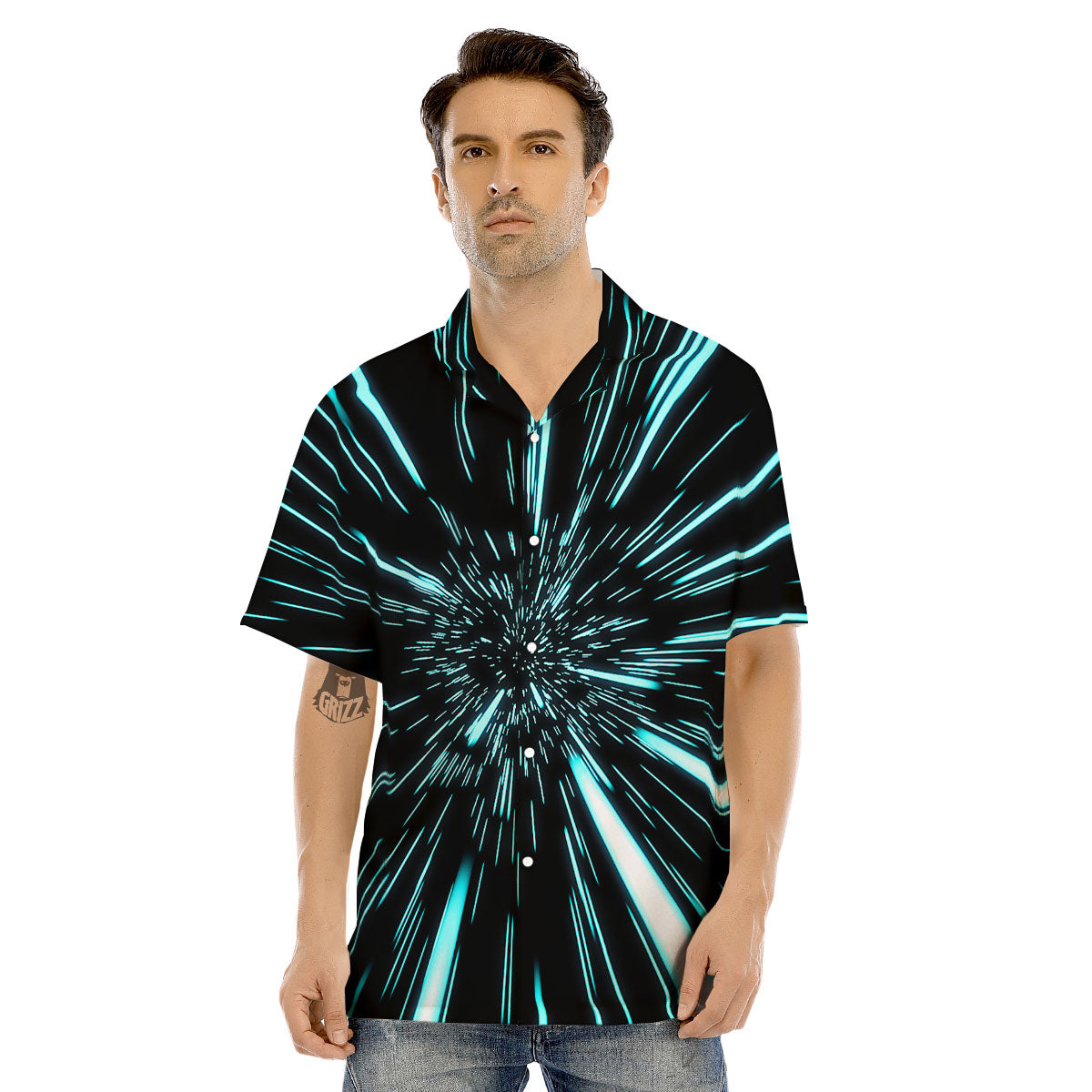 Hyperspace Galaxy Print Men's Hawaiian Shirt-grizzshop