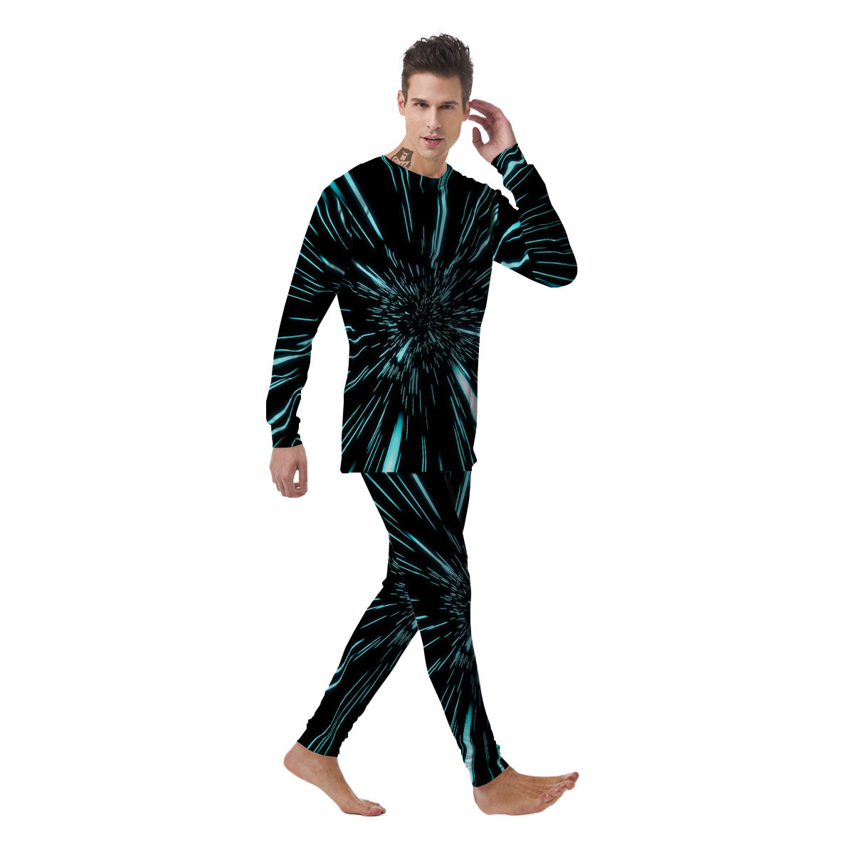 Hyperspace Galaxy Print Men's Pajamas-grizzshop