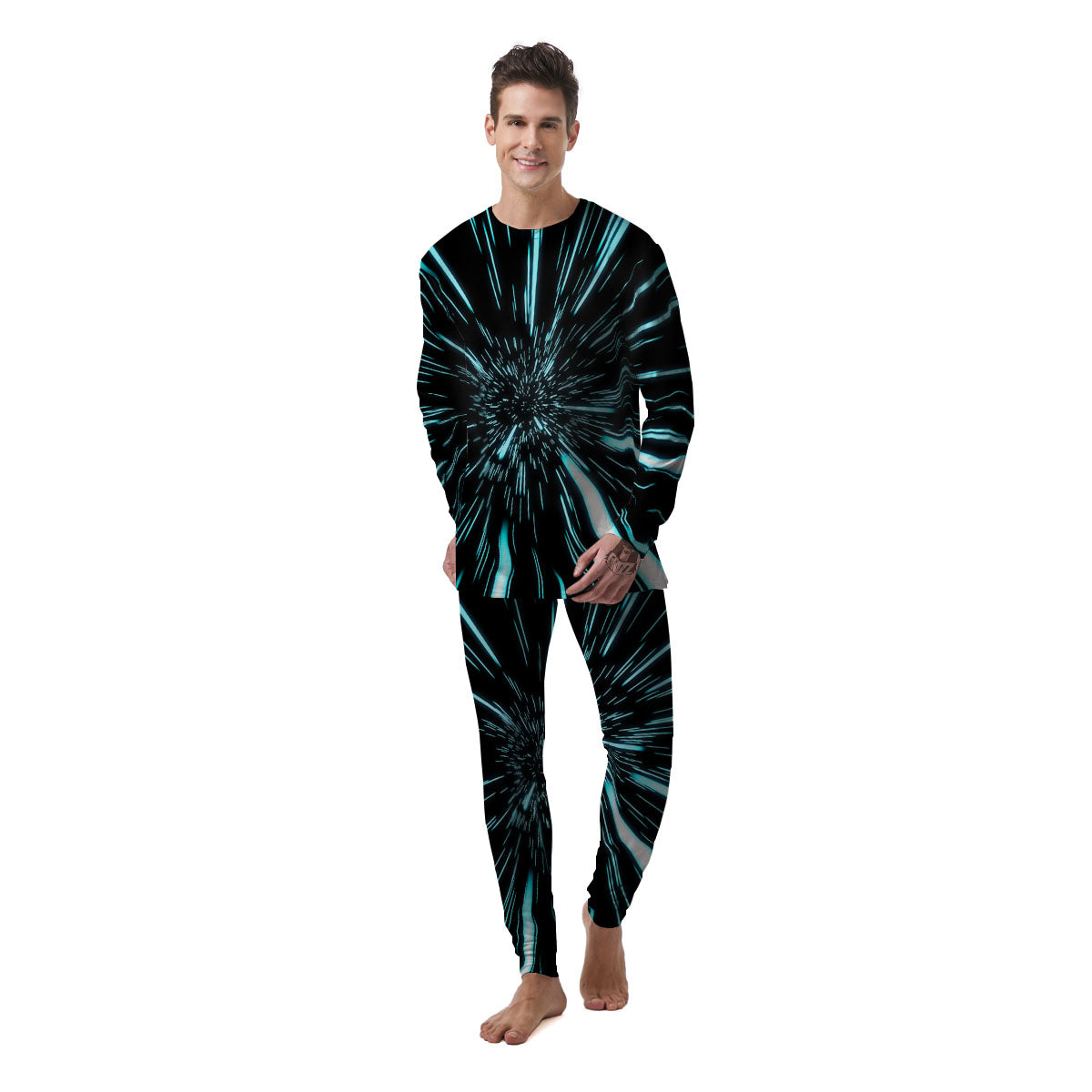 Hyperspace Galaxy Print Men's Pajamas-grizzshop