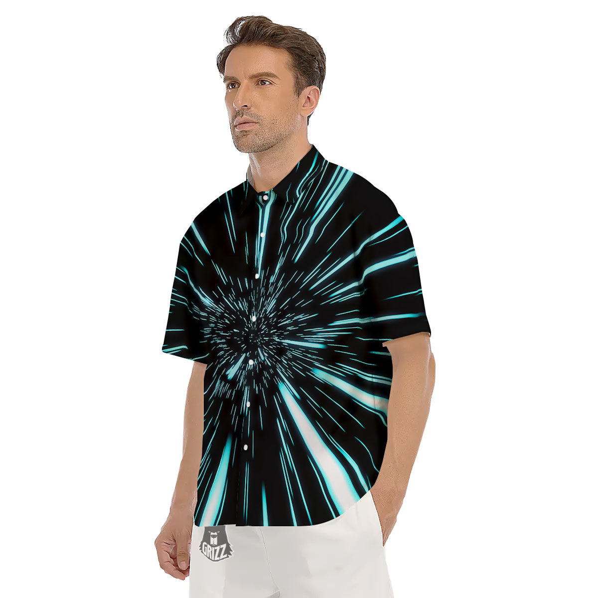Hyperspace Galaxy Print Men's Short Sleeve Shirts-grizzshop