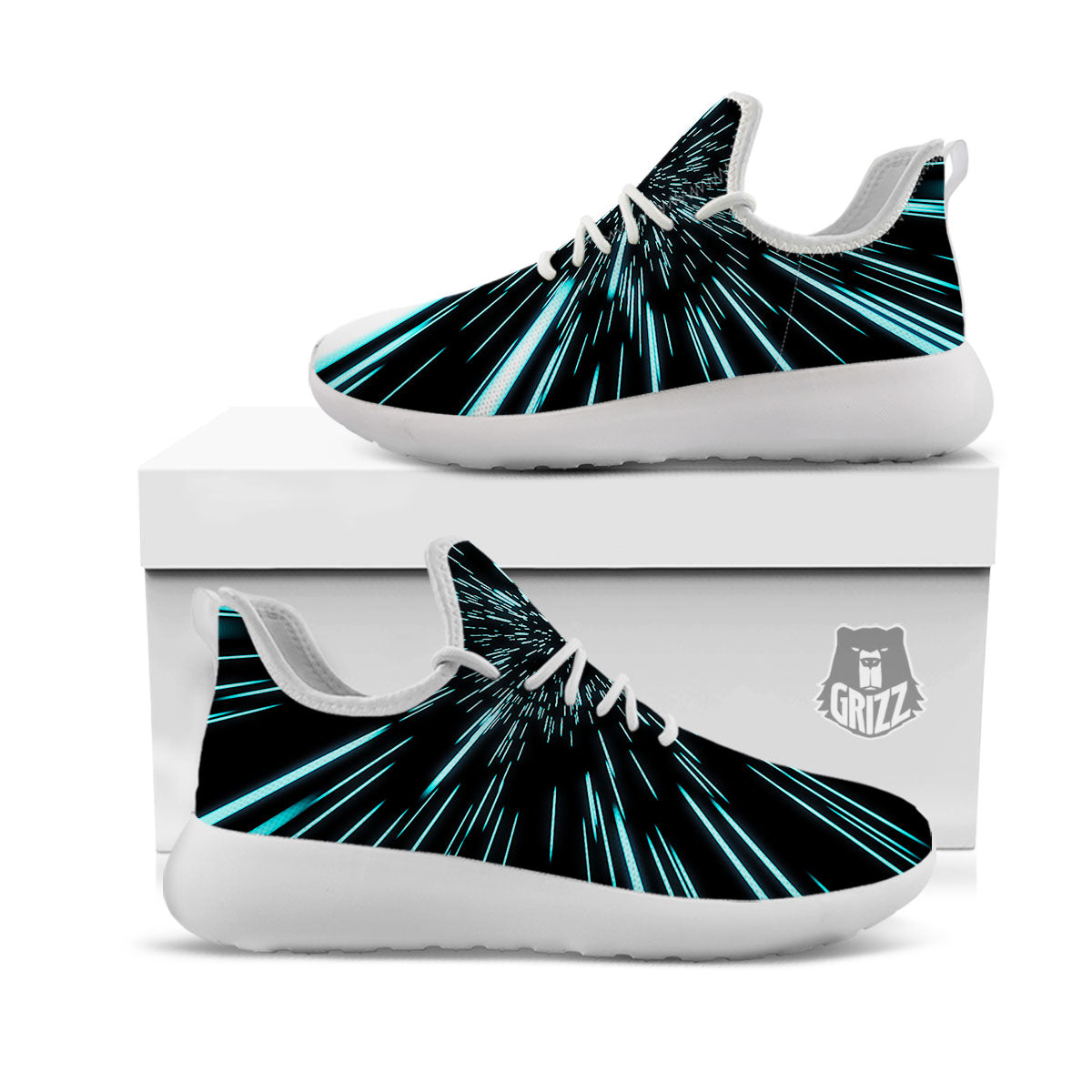 Hyperspace Galaxy Print White Athletic Shoes-grizzshop