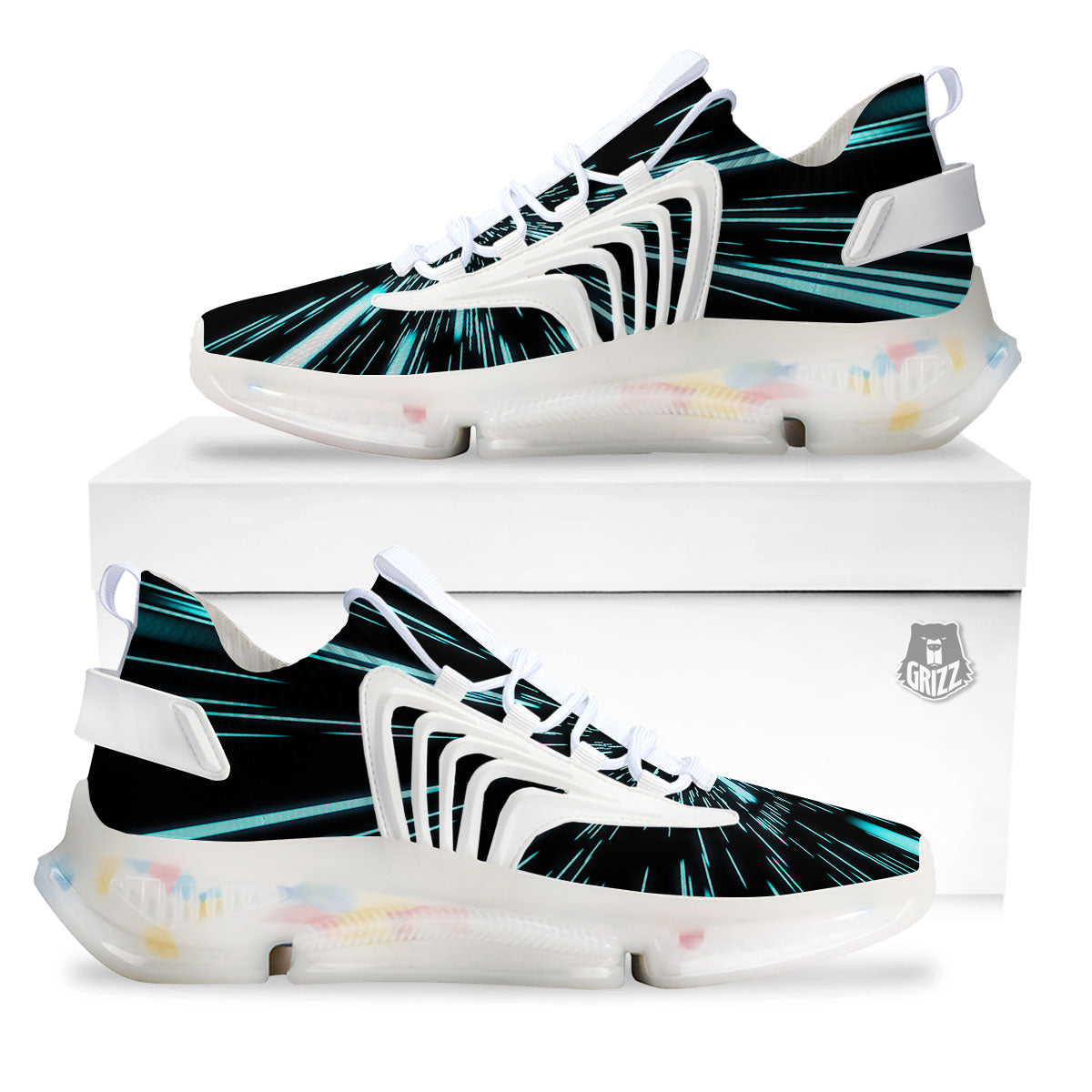 Hyperspace Galaxy Print White Gym Shoes-grizzshop