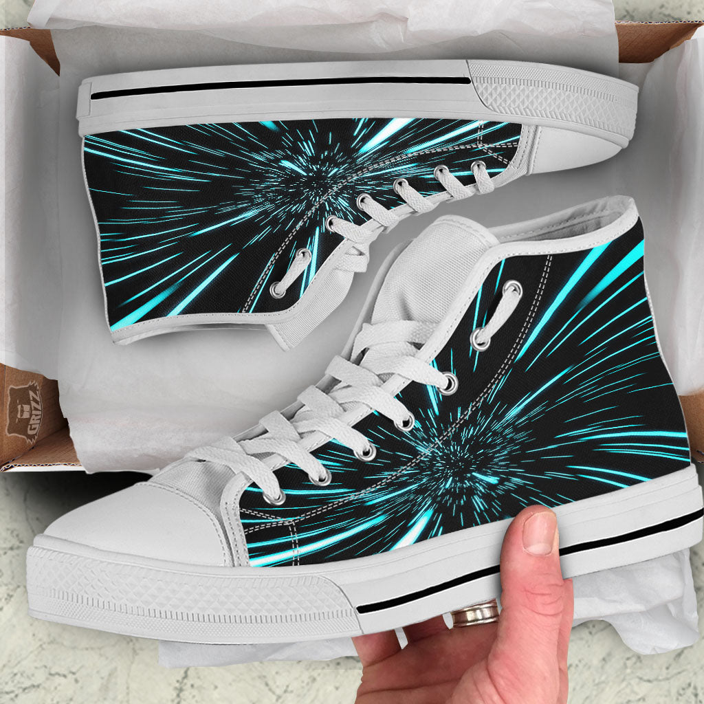 Hyperspace Galaxy Print White High Top Shoes-grizzshop