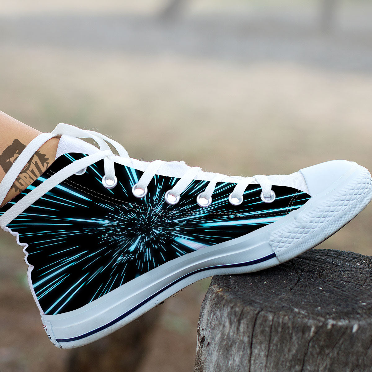 Hyperspace Galaxy Print White High Top Shoes-grizzshop