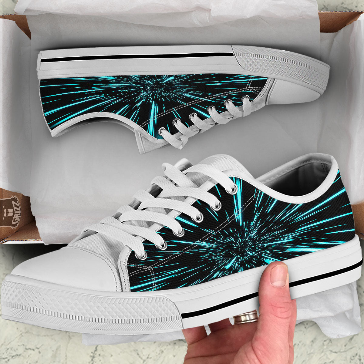 Hyperspace Galaxy Print White Low Top Shoes-grizzshop