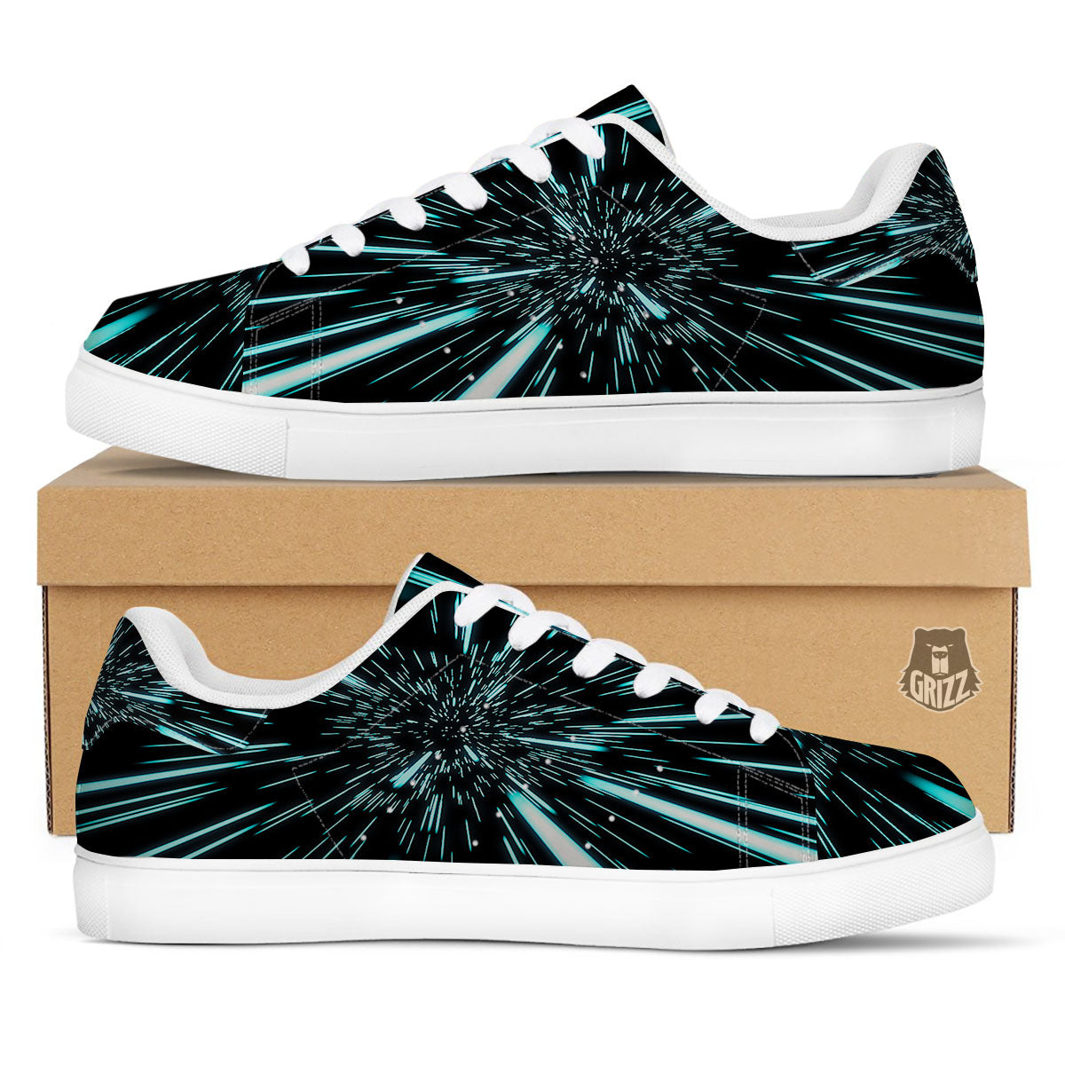 Hyperspace Galaxy Print White Low Top Sneakers-grizzshop