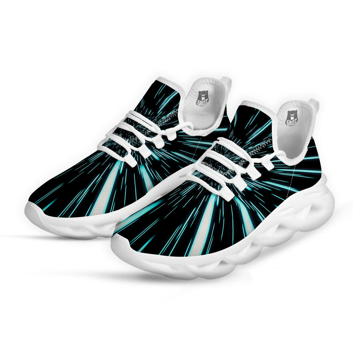 Hyperspace Galaxy Print White Running Shoes-grizzshop