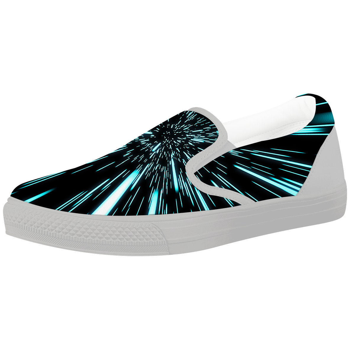Hyperspace Galaxy Print White Slip On Shoes-grizzshop
