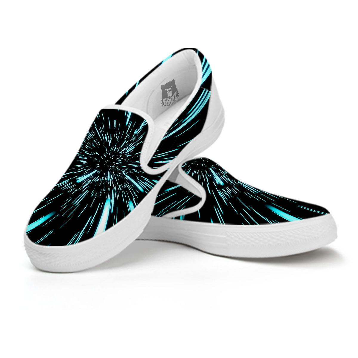 Hyperspace Galaxy Print White Slip On Shoes-grizzshop