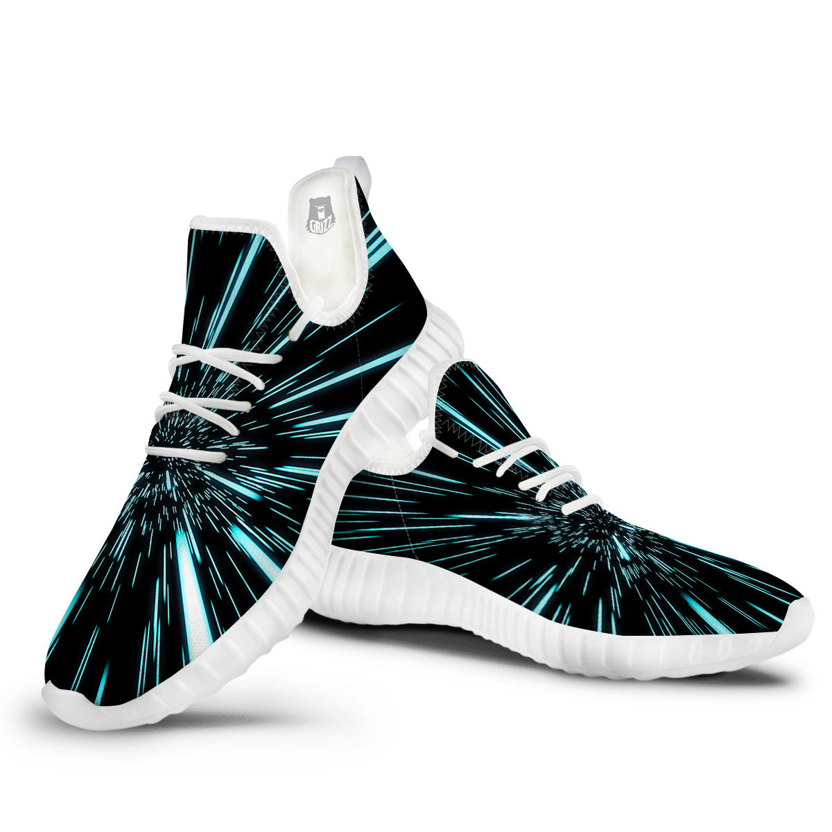 Hyperspace Galaxy Print White Walking Shoes-grizzshop