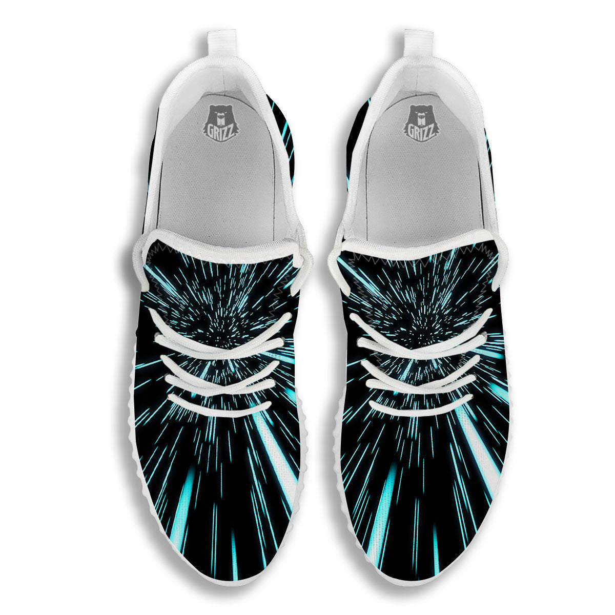 Hyperspace Galaxy Print White Walking Shoes-grizzshop