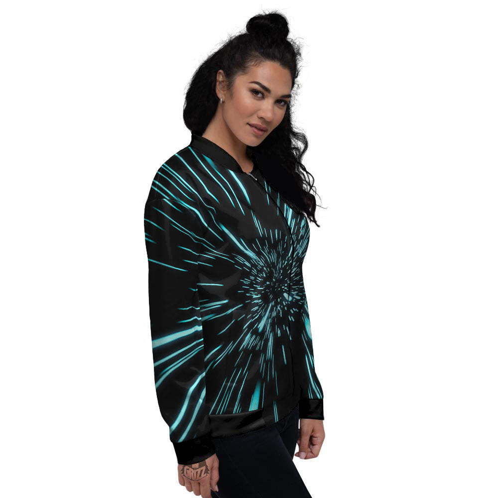 Hyperspace Galaxy Print Women's Bomber Jacket-grizzshop
