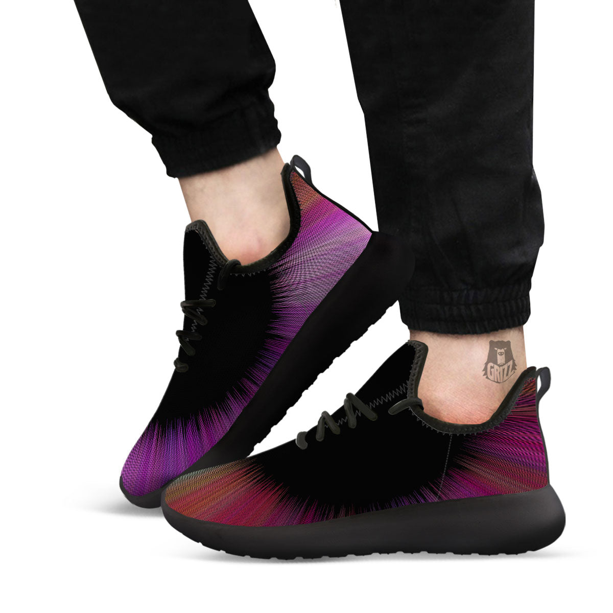 Hyperspace Purple Print Black Athletic Shoes-grizzshop