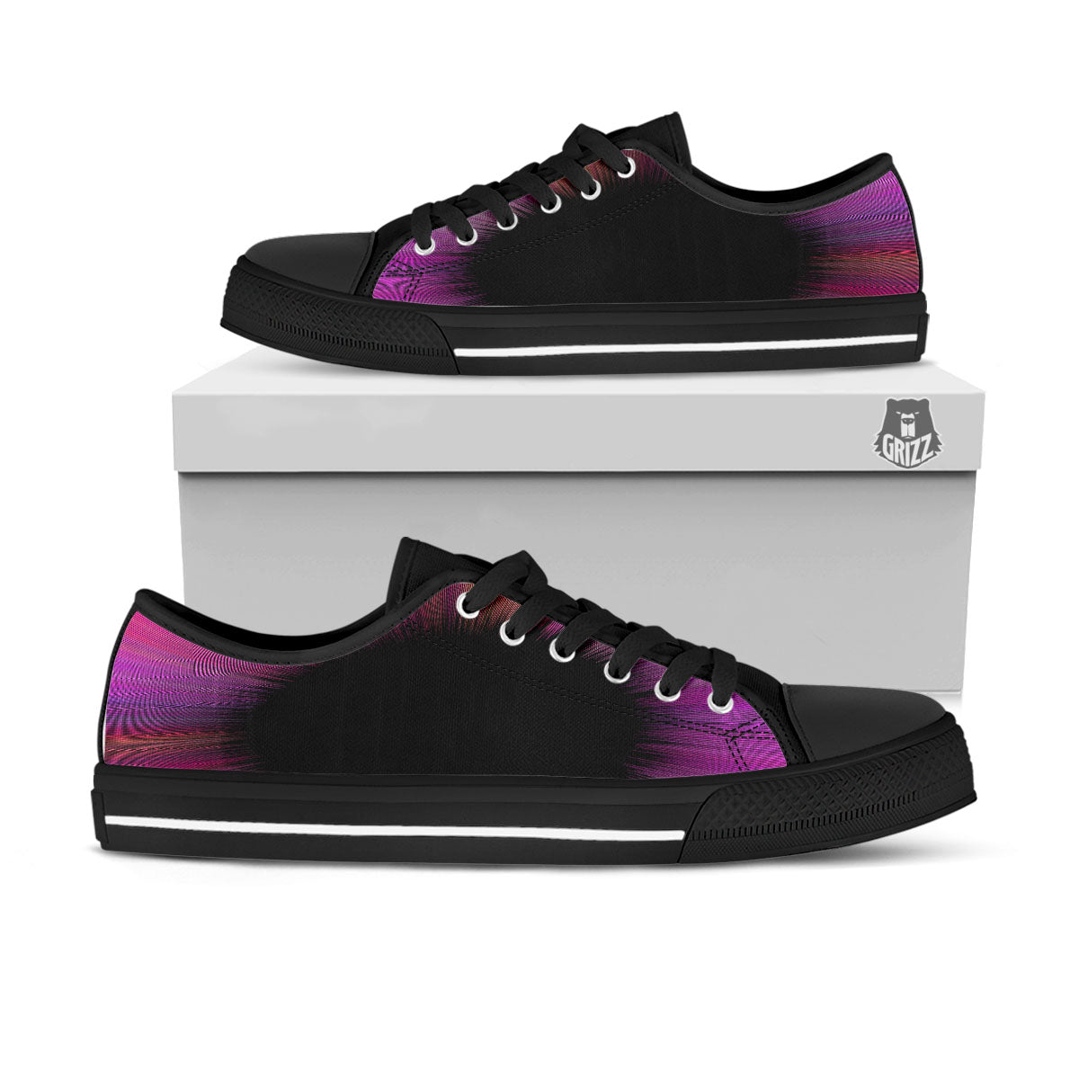 Hyperspace Purple Print Black Low Top Shoes-grizzshop