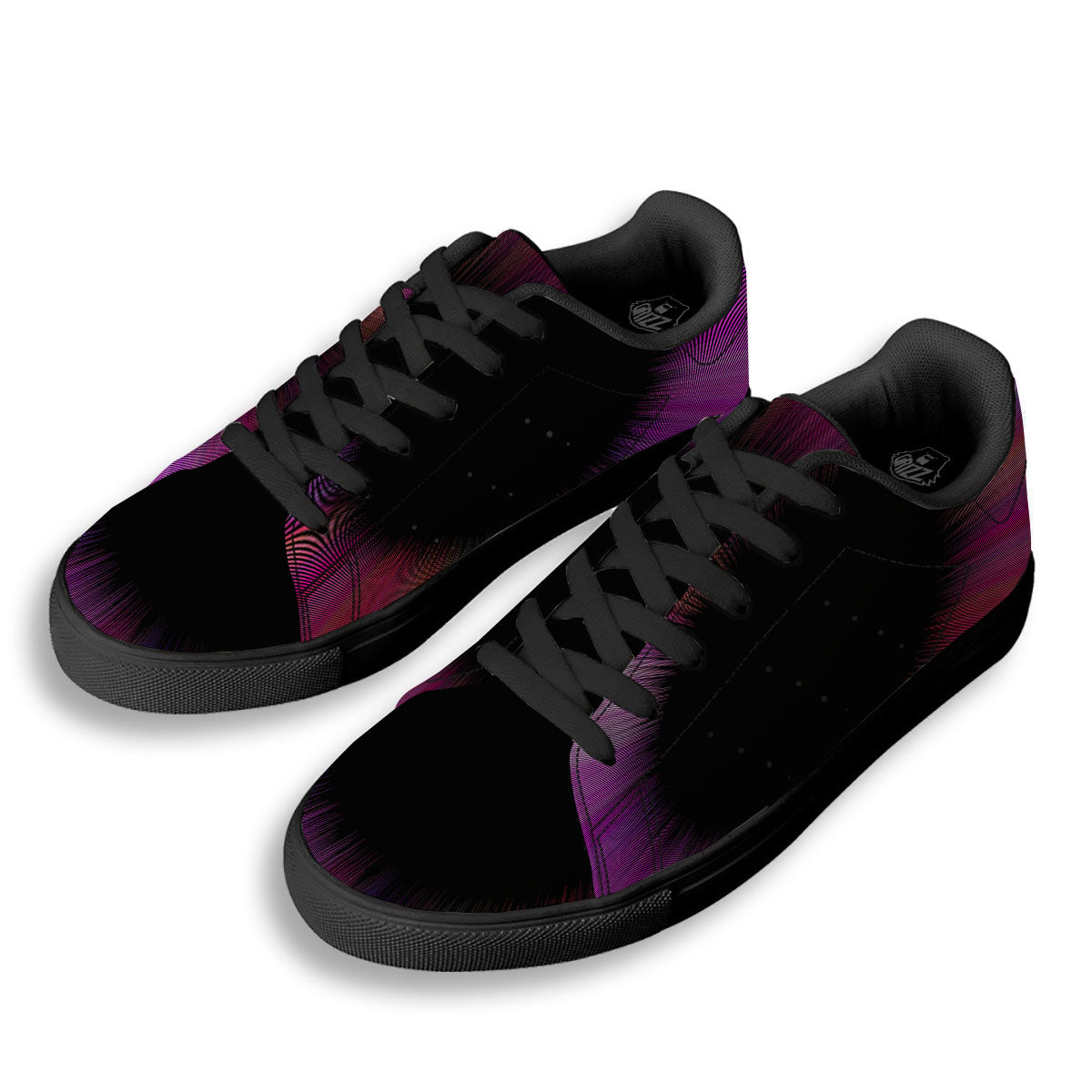 Hyperspace Purple Print Black Low Top Sneakers-grizzshop