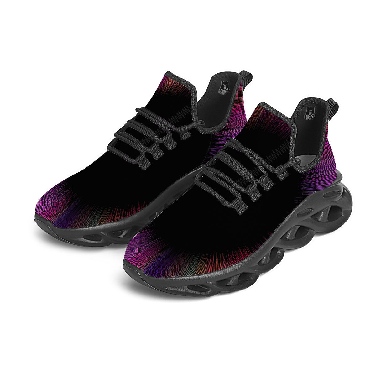 Hyperspace Purple Print Black Running Shoes-grizzshop