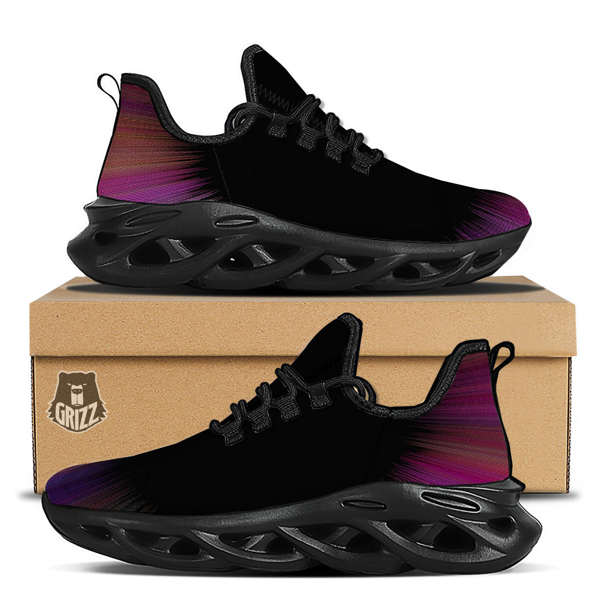 Hyperspace Purple Print Black Running Shoes-grizzshop