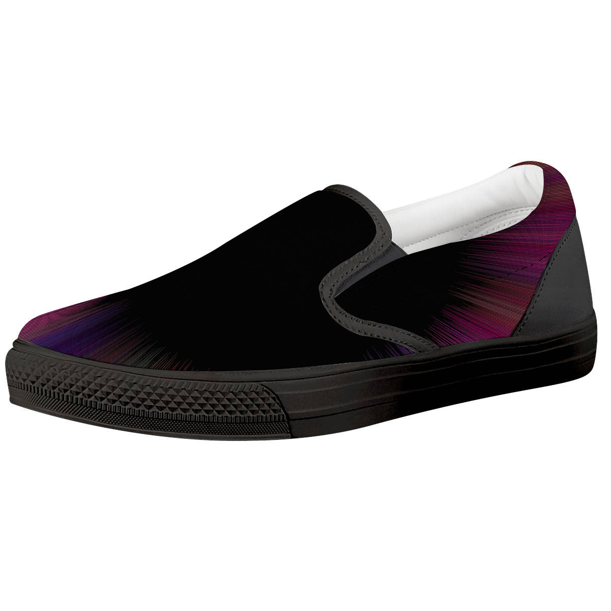 Hyperspace Purple Print Black Slip On Shoes-grizzshop