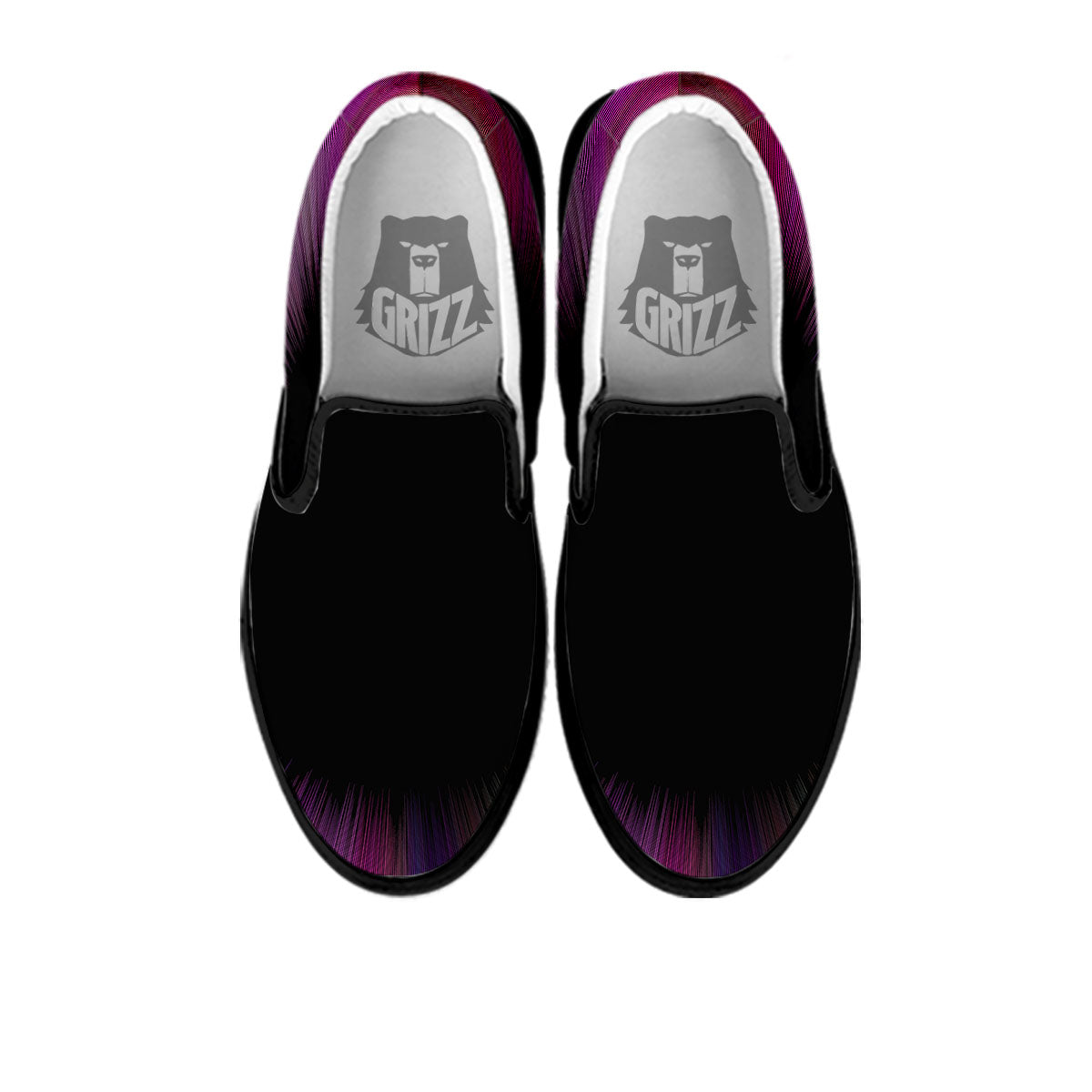 Hyperspace Purple Print Black Slip On Shoes-grizzshop