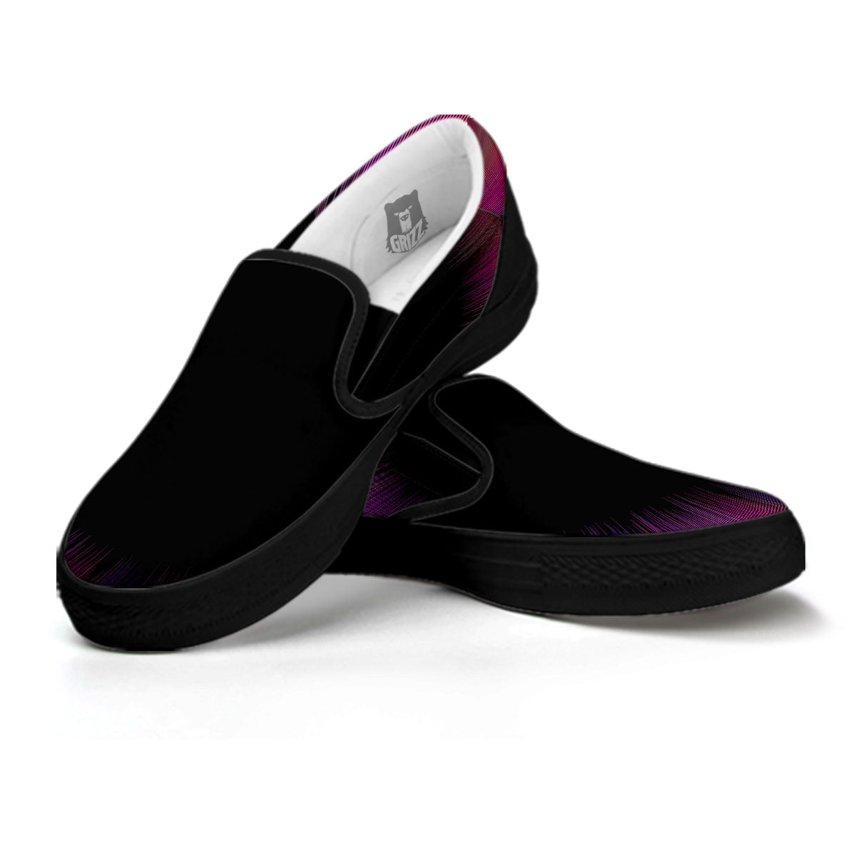 Hyperspace Purple Print Black Slip On Shoes-grizzshop