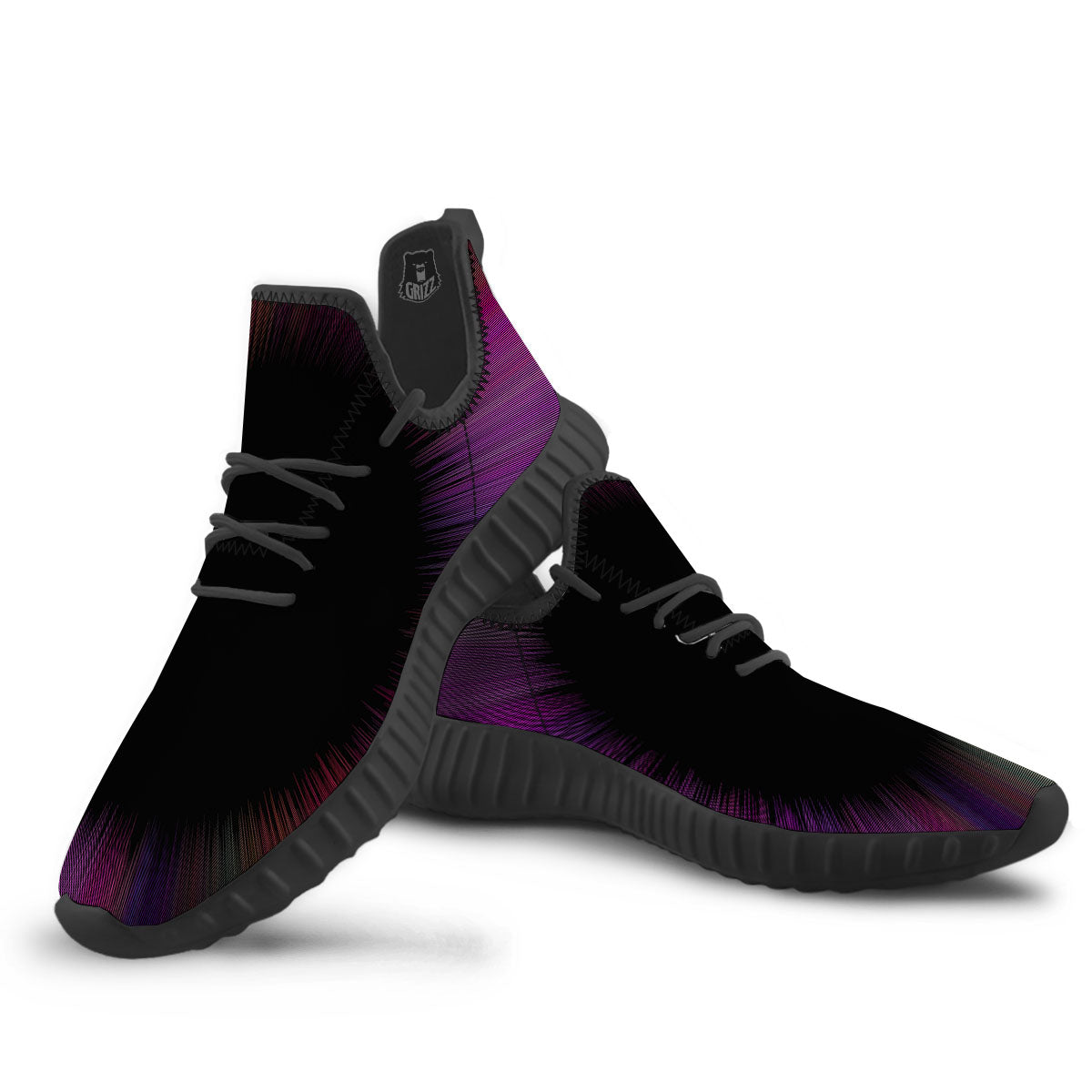 Hyperspace Purple Print Black Walking Shoes-grizzshop