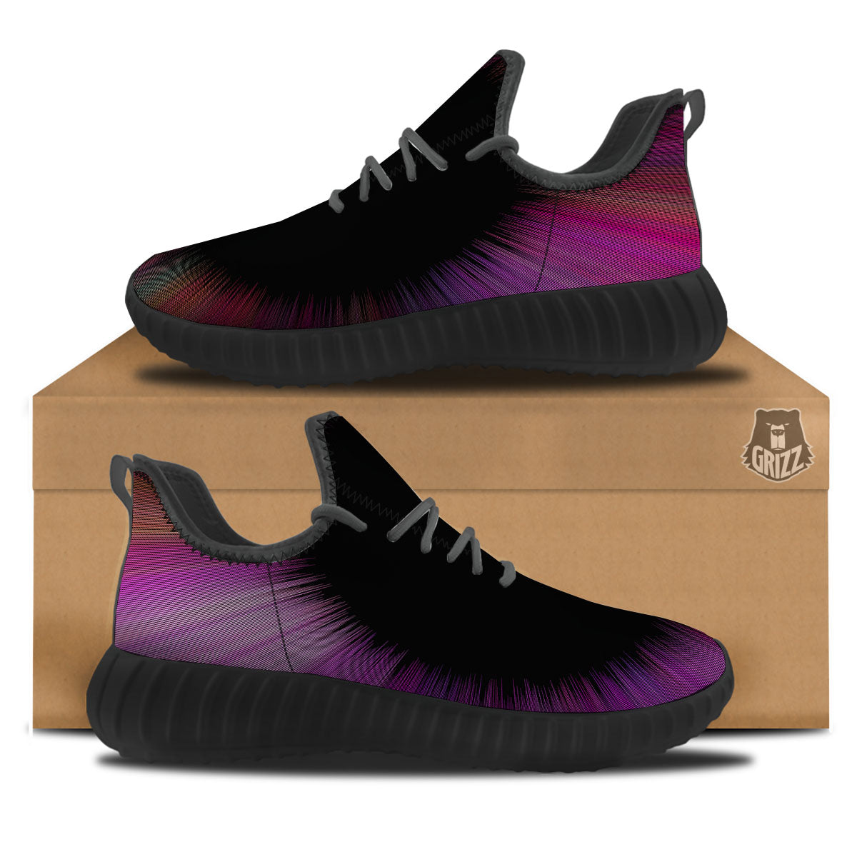 Hyperspace Purple Print Black Walking Shoes-grizzshop