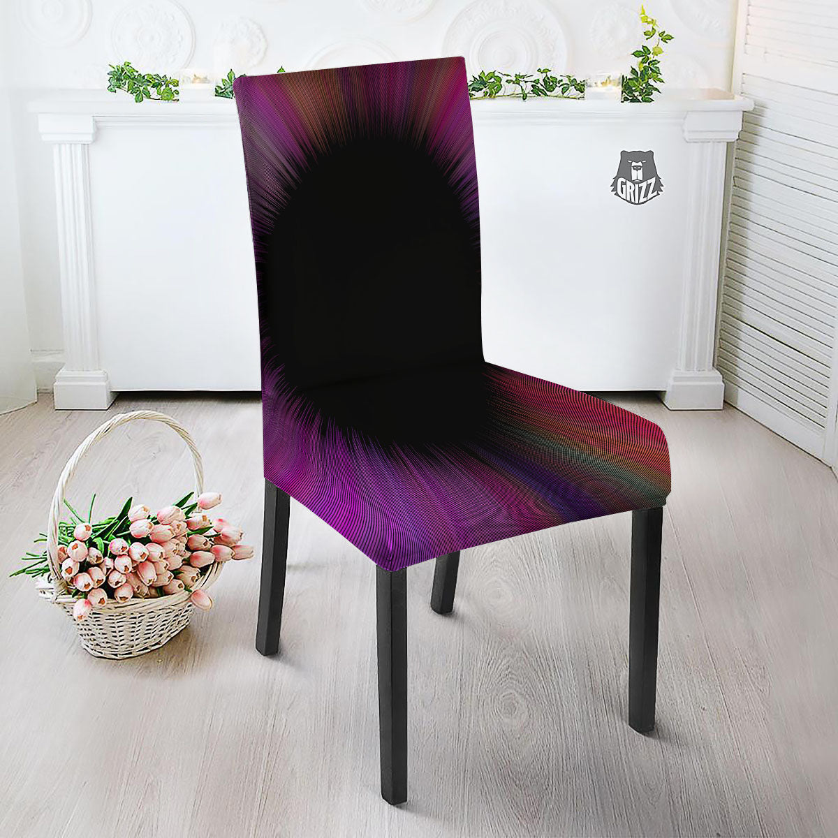 Hyperspace Purple Print Dining Chair Slipcover-grizzshop