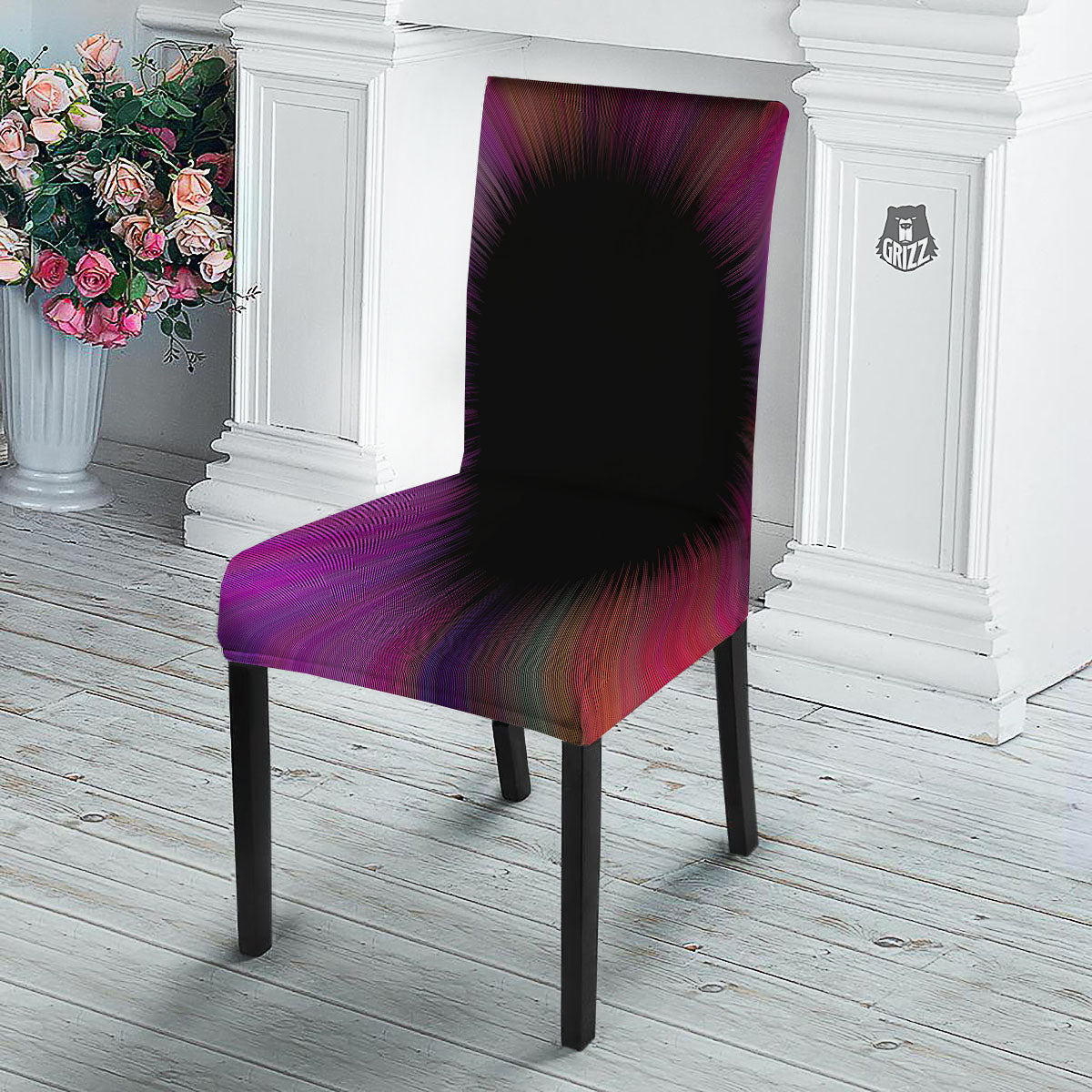 Hyperspace Purple Print Dining Chair Slipcover-grizzshop