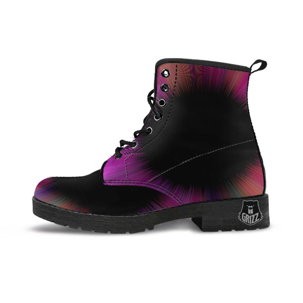 Hyperspace Purple Print Leather Boots-grizzshop