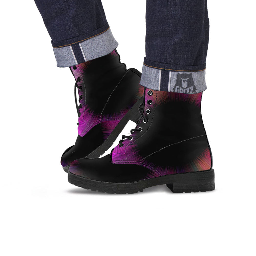 Hyperspace Purple Print Leather Boots-grizzshop