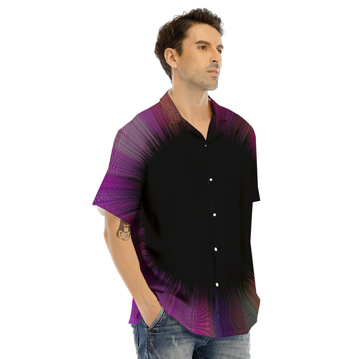 Hyperspace Purple Print Men's Hawaiian Shirt-grizzshop
