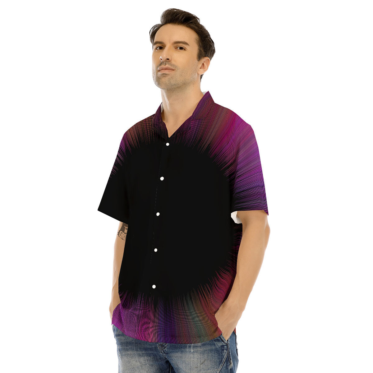 Hyperspace Purple Print Men's Hawaiian Shirt-grizzshop