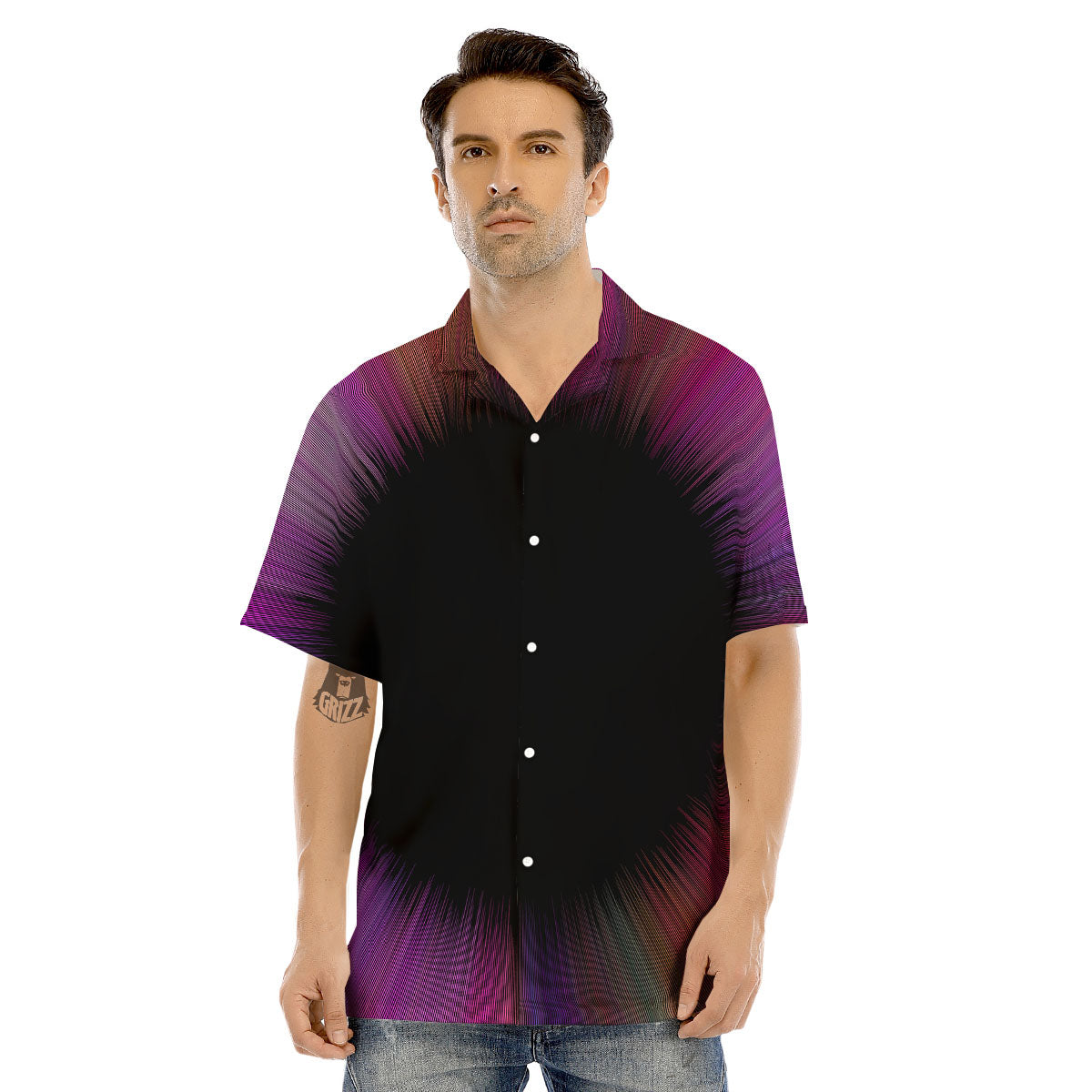 Hyperspace Purple Print Men's Hawaiian Shirt-grizzshop