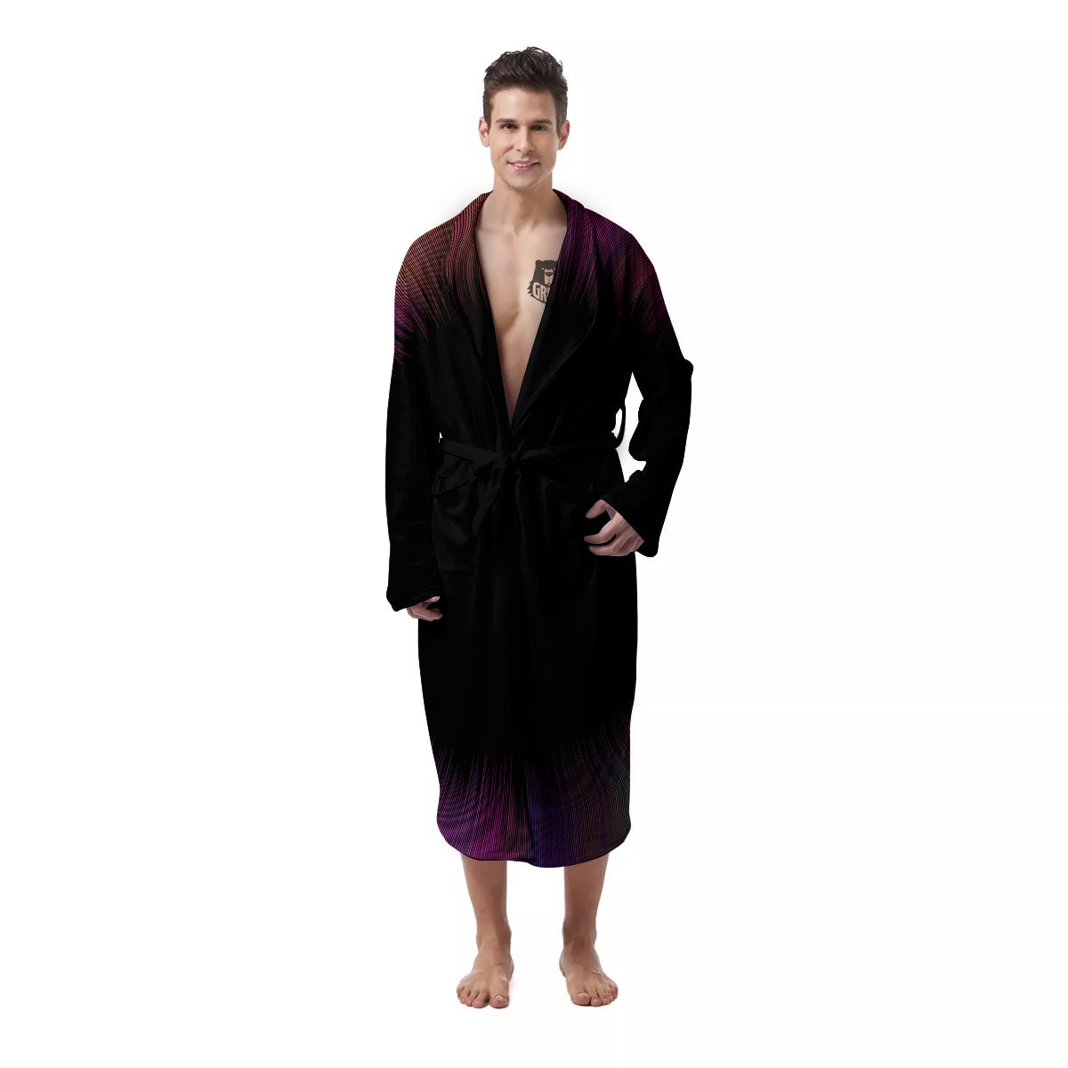 Hyperspace Purple Print Men's Robe-grizzshop