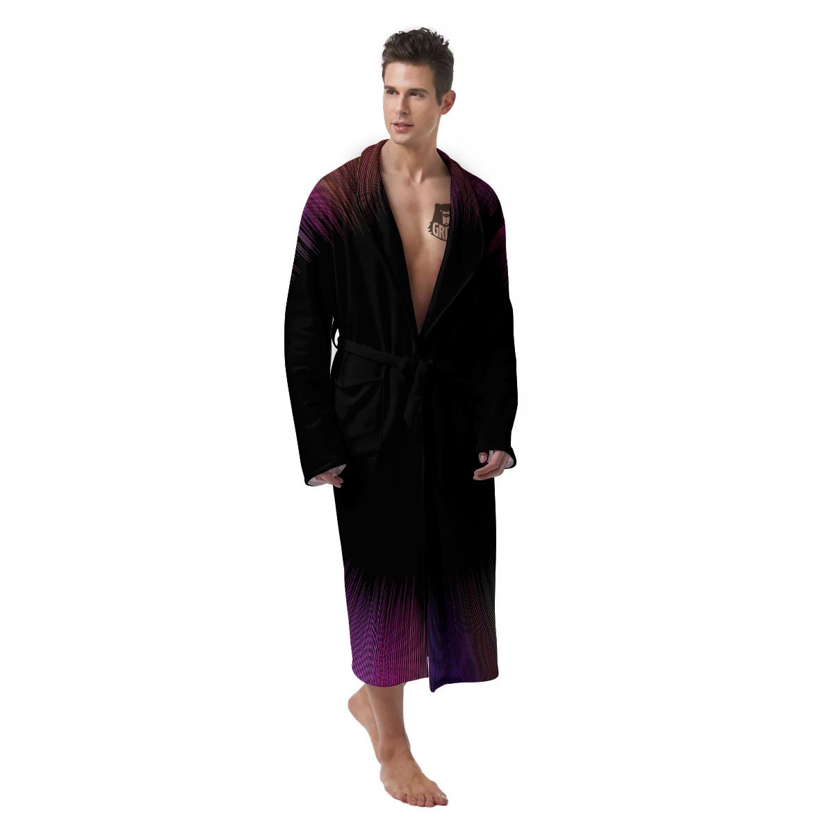 Hyperspace Purple Print Men's Robe-grizzshop