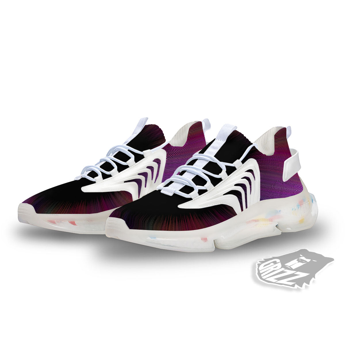 Hyperspace Purple Print White Gym Shoes-grizzshop