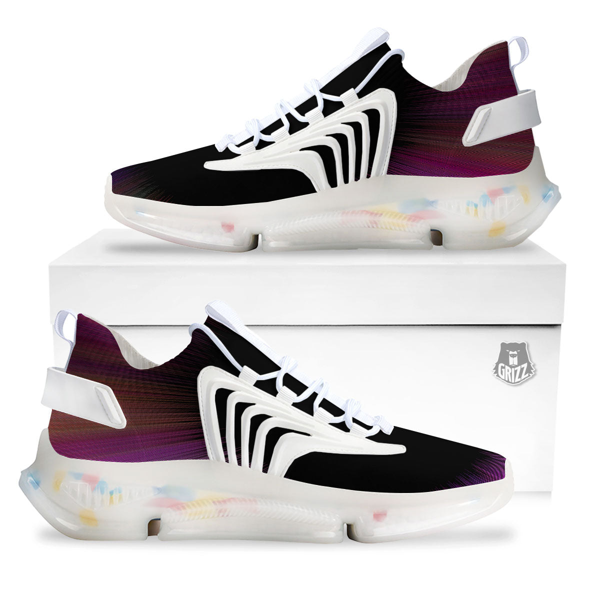 Hyperspace Purple Print White Gym Shoes-grizzshop