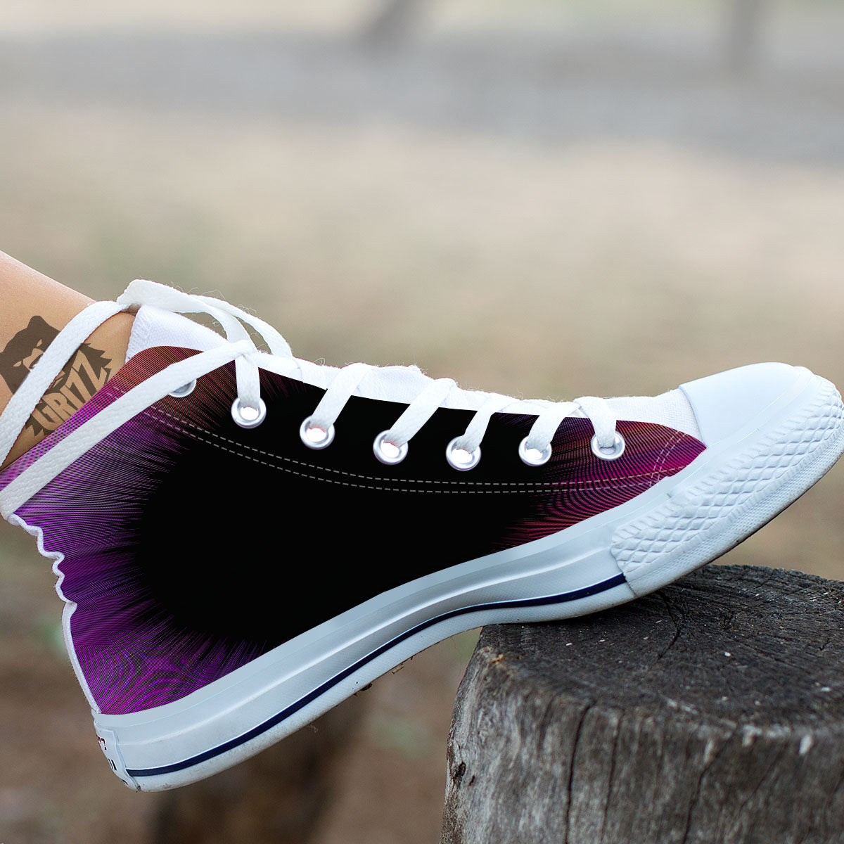 Hyperspace Purple Print White High Top Shoes-grizzshop