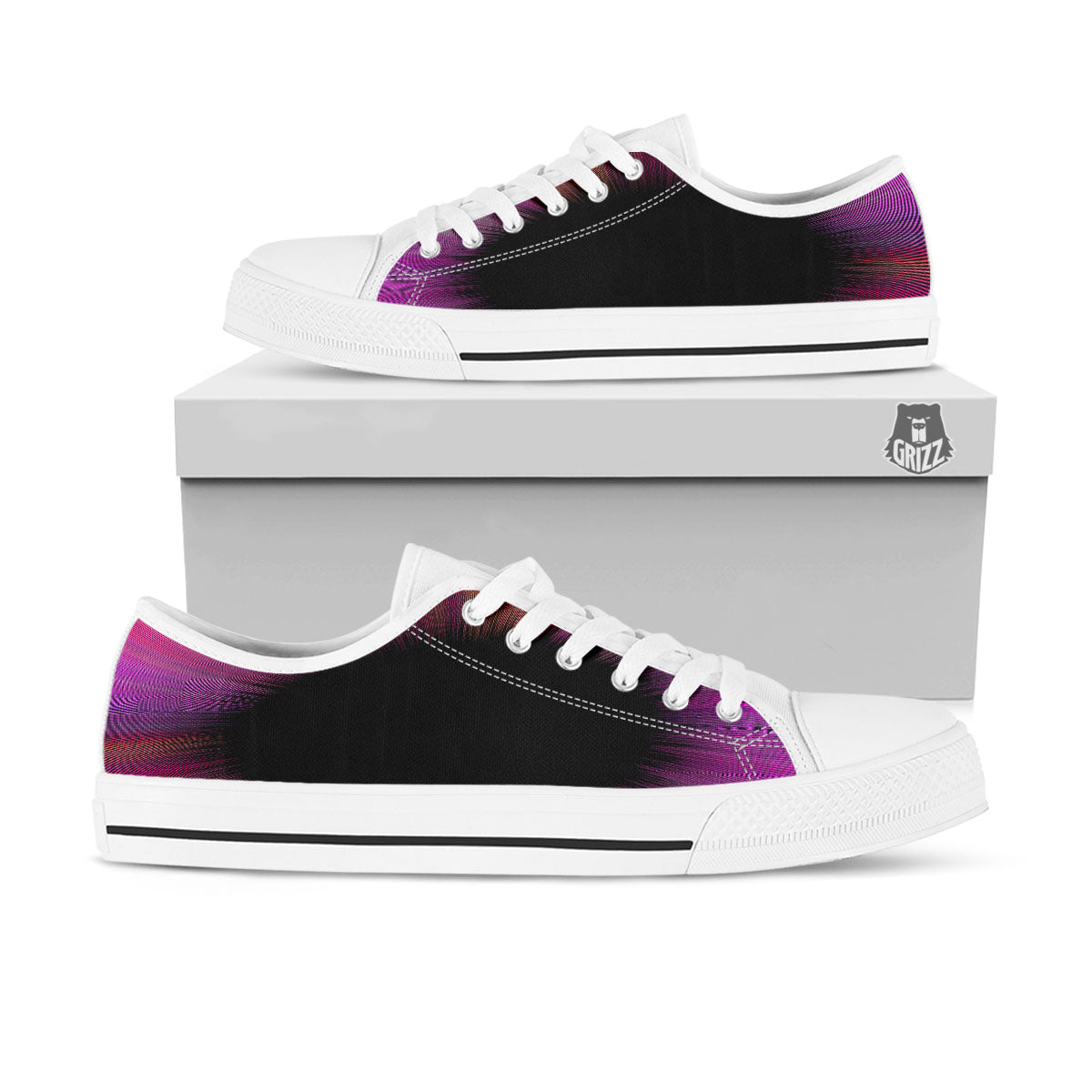 Hyperspace Purple Print White Low Top Shoes-grizzshop