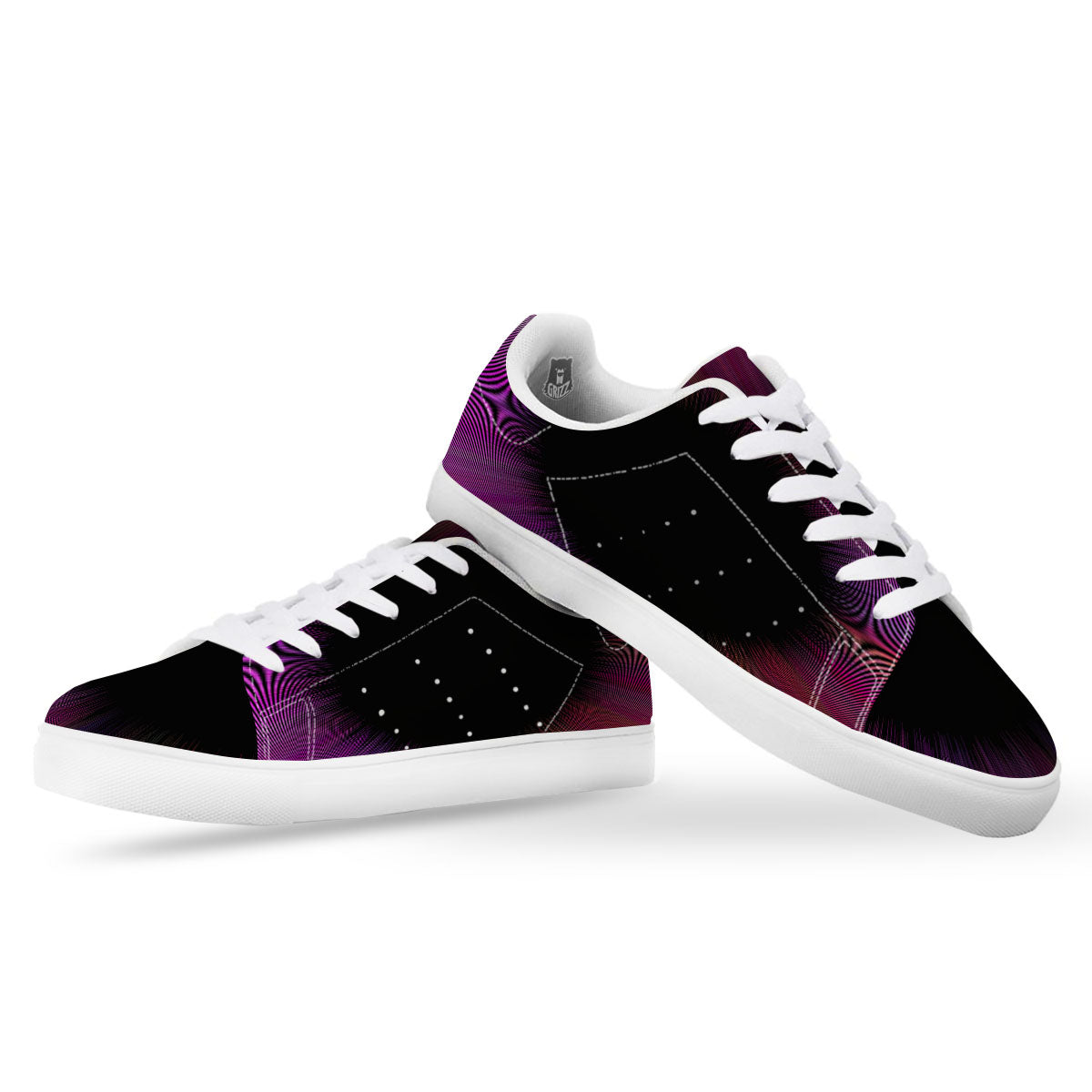 Hyperspace Purple Print White Low Top Sneakers-grizzshop