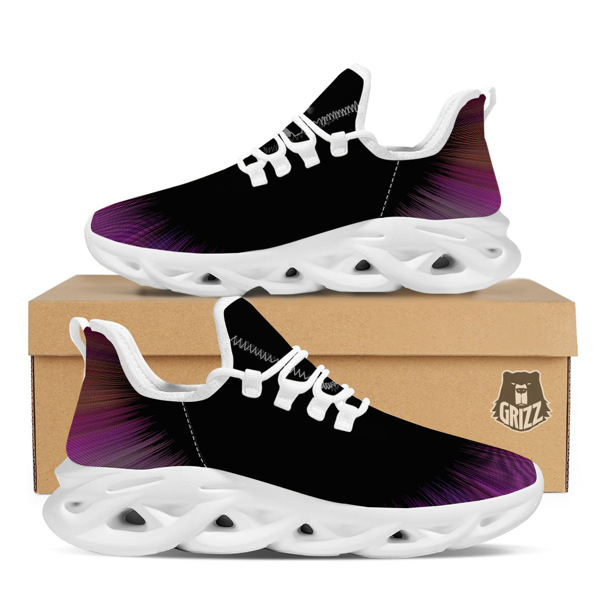 Hyperspace Purple Print White Running Shoes-grizzshop