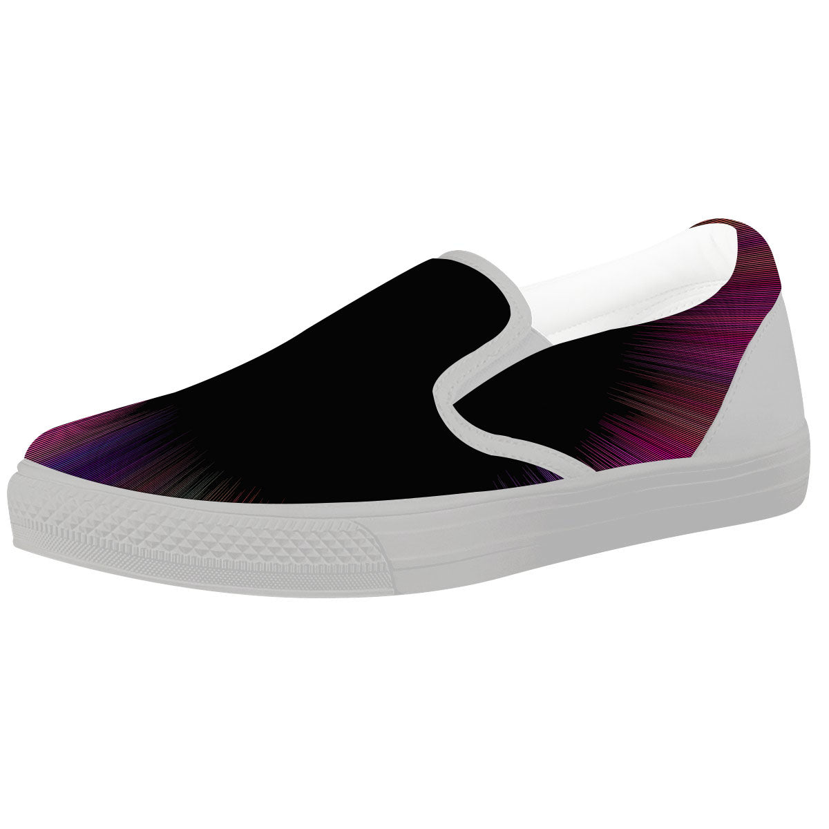 Hyperspace Purple Print White Slip On Shoes-grizzshop