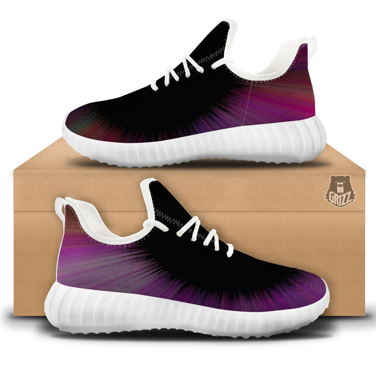 Hyperspace Purple Print White Walking Shoes-grizzshop