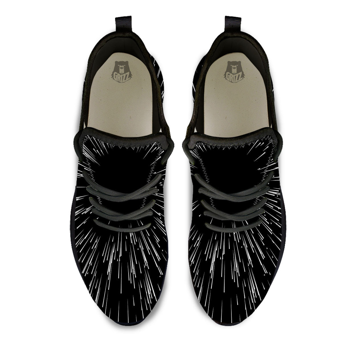 Hyperspace White And Black Print Black Athletic Shoes-grizzshop