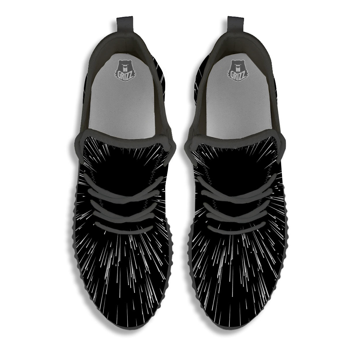 Hyperspace White And Black Print Black Walking Shoes-grizzshop